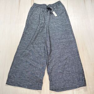 NWT Max Studio Gray‎ Linen Blend Cropped Wide Leg Trousers S